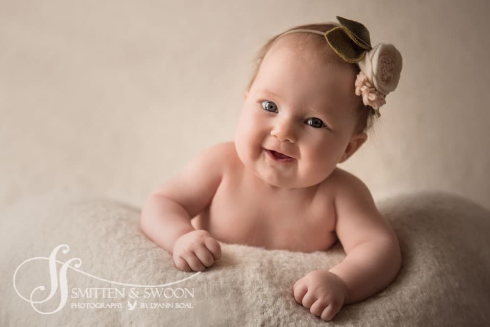 smiling three month baby girl {boulder baby photographer}