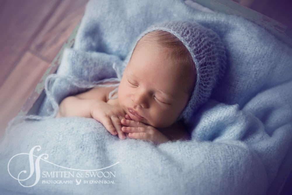 baby boy sleeping in blue blankets {boulder newborn photographer}