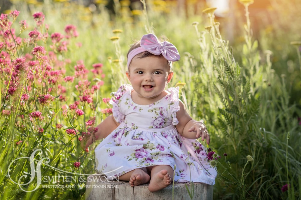 baby girl smiling in garden {boulder baby photographer}